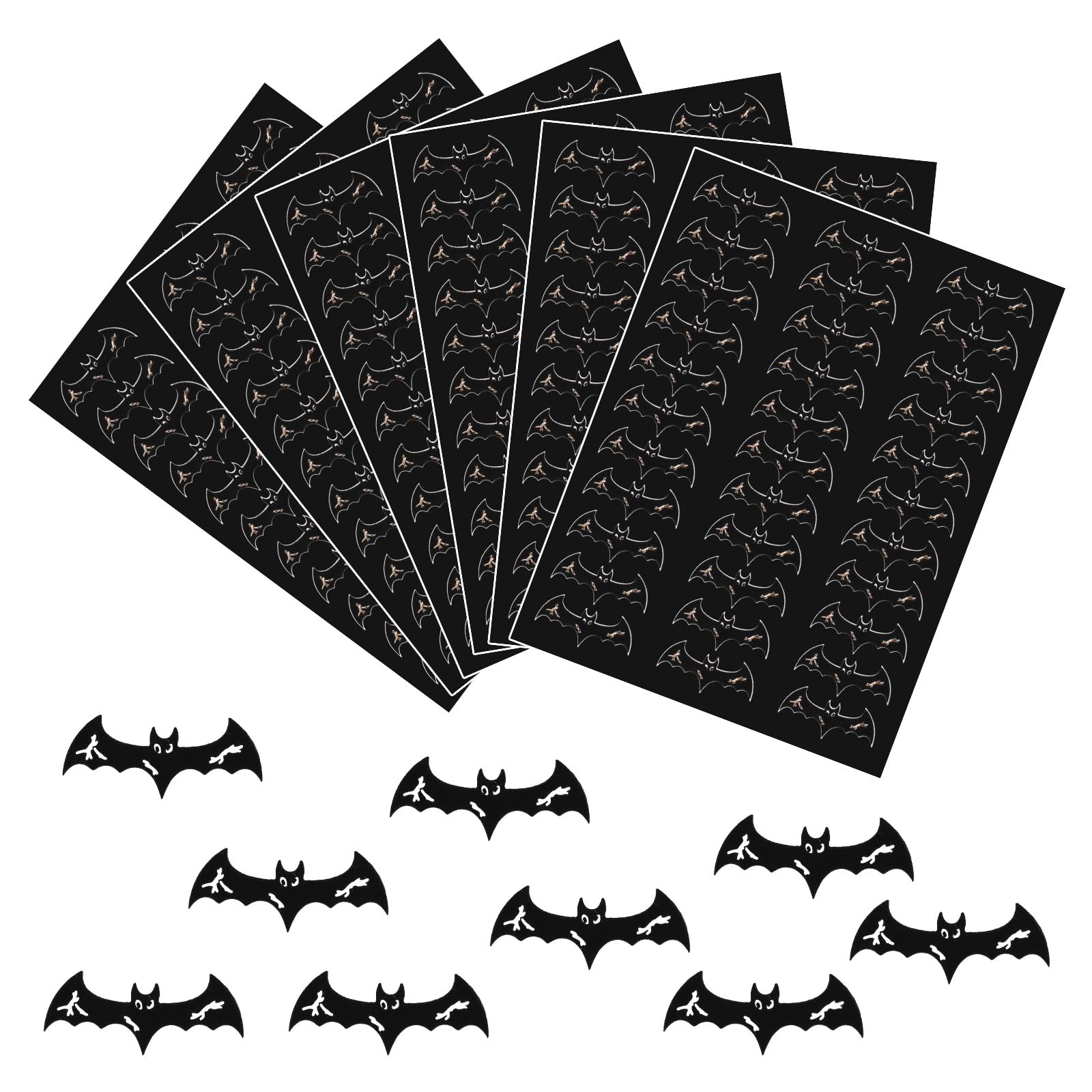 Photo 1 of 198 Pcs Halloween Bat Stickers, Self-Adhesive Stick on Spooky Black Tiny Small Mini Bat Decals for Halloween Party Greeting Cards Invitations Crafts Envelopes Gift Wrapping Decorations