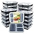Enther Meal Prep Containers [20 Pack] 3 Compartment with Lids, Food Storage Bento Box | BPA Free | Stackable | Reusable Lunch Boxes, Microwave/Dishwasher/Freezer Safe,Portion Control (36 oz)