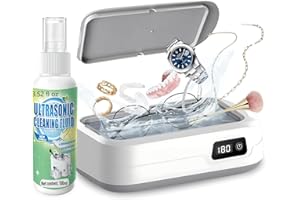 LUCITECK Ultrasonic Jewelry Cleaner Machine, 49kHz Sonic Jewelry Cleaner, 640ML Portable Ultrasonic Cleaner Machine for Eyeglasses, Rings, Watch Strap – Includes Ultrasonic Jewelry Cleaner Solution Concentrate