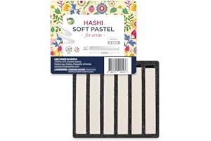 HA SHI Charcoal Sticks for Professional Artists, Square Non-Toxic Art Supplies, Dry Pastels Set, 6 Long Sticks (White)