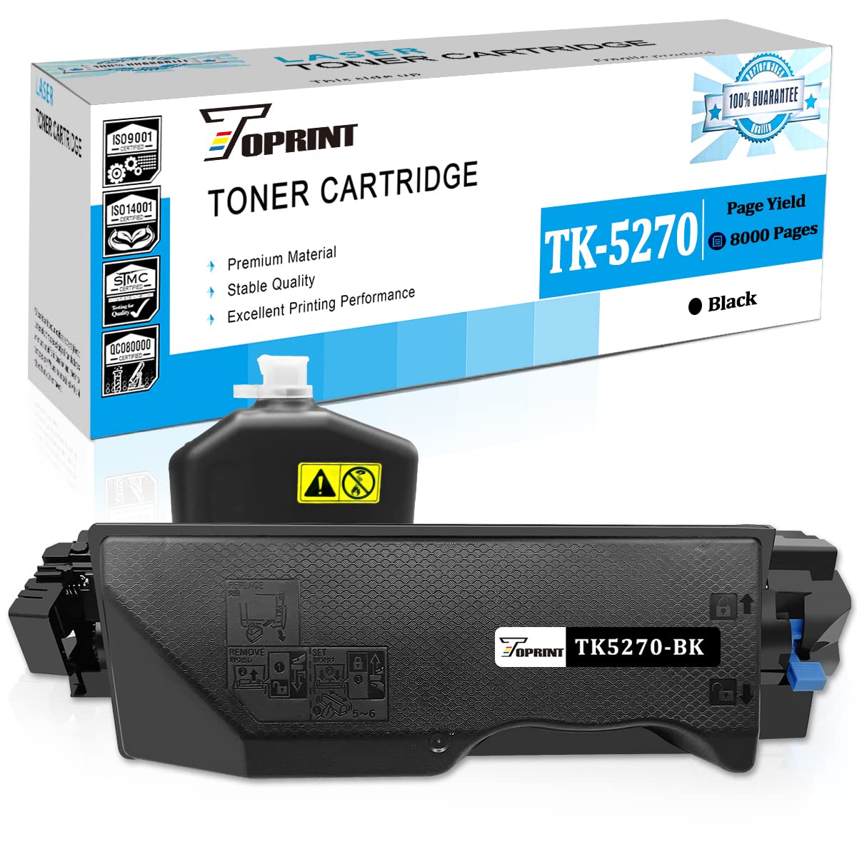 TOPRINT Compatible Toner Cartridge TK5270 TK 5270 TK-5270 Black 8000 Pages for Kyocera ECOSYS M6230cidn M6230cidnt P6230cdn M6630cidn Printers