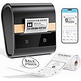 Ponek Label Maker Machine with Tpae, M260 Barcode Label Printer for Small Business, Office, Home, Address Label Printer Compatible with Phones & PC, Bluetooth Label Maker with 1 Roll Label, Black