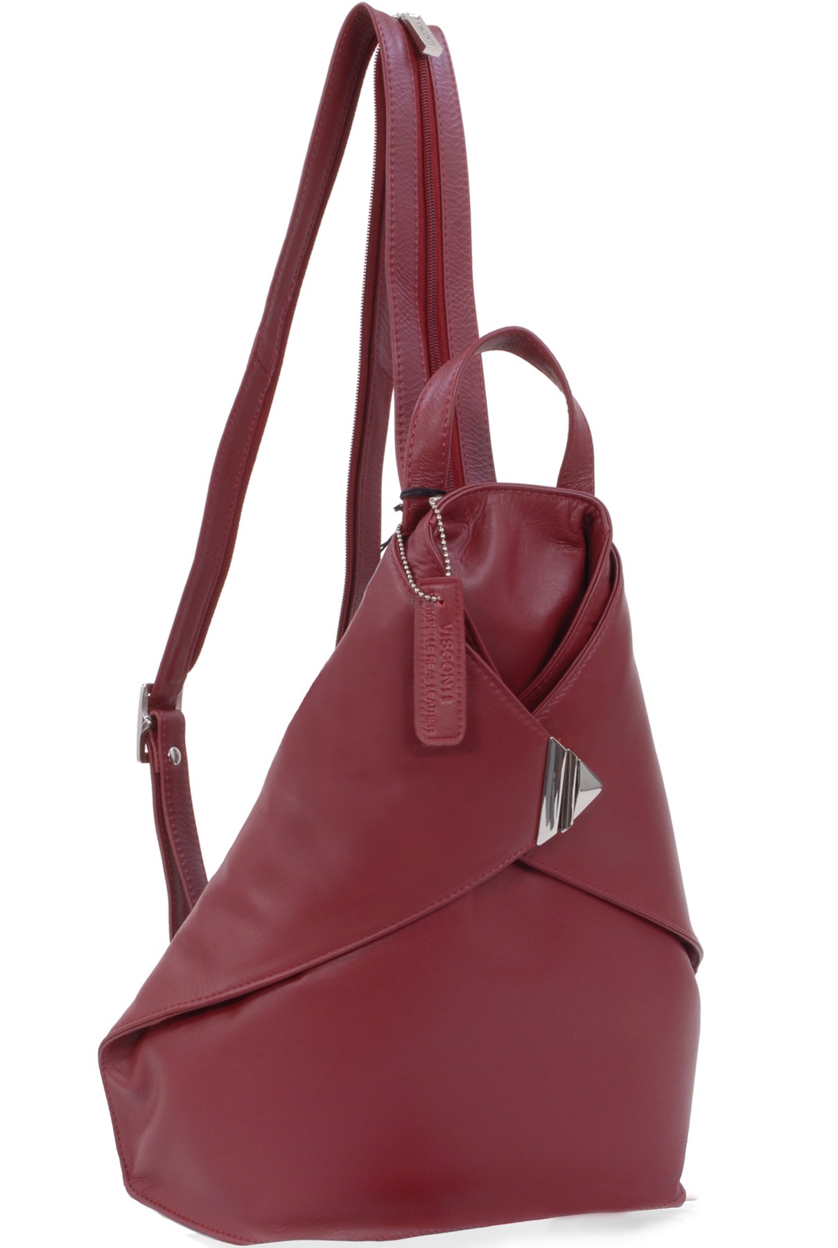 VISCONTI - Women's Leather Anti Theft Backpack - Medium Rucksack With Adjustable Shoulder Straps - Multiple Pockets - 18258 Brooke - Red