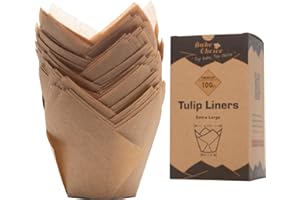 Bake Choice Nordic Paper 100pcs Large Natural Tulip Cupcake Liners for Baking, Parchment Paper Muffin Liners, Cupcake Liner, 