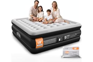 Airefina King Size Air Mattress with Built in Pump, Upgraded 18" Raised King Blow Up Air Mattress 2-4 Persons for Guests & Home, Ideal for Temporary Use, Colchones Inflables Air Bed 800 lbs