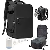WONHOX Vacuum Seal Travel Backpack with Air Pump Compression Vacpack Waterproof Carry On Backpack for Travel Women men with Vacuum System Laptop Airlines Approved Daypack Space Saver Bags Black