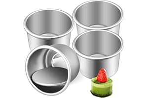 NUOBESTY 4 Pcs Mini Round Cake Pans Set, 2 Inch Aluminum Alloy Cake Tins with Removable Bottom, Small Pans for Mousse, Baking