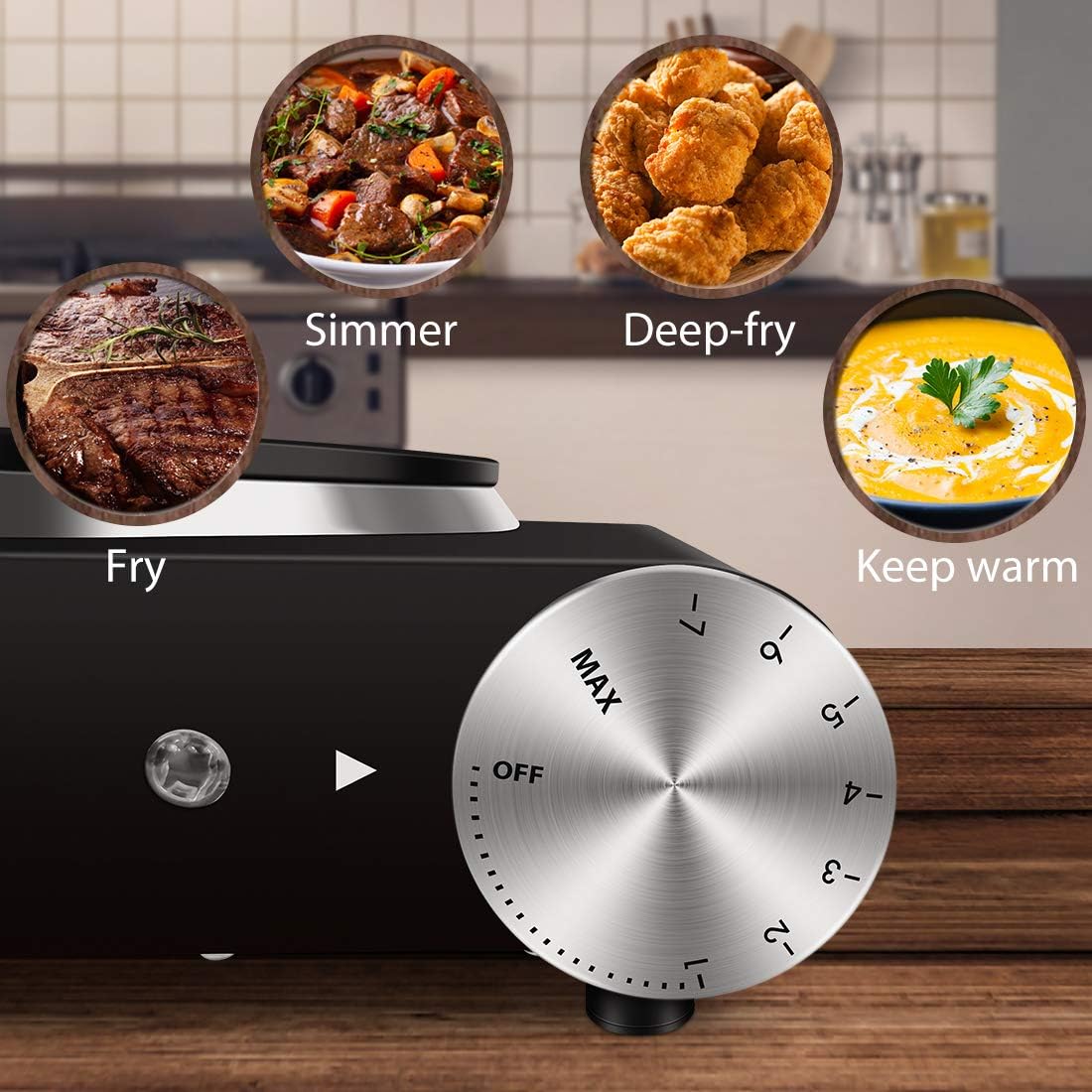 CUSIMAX Electric Hot Plate for Cooking Portable Single Burner 1500W Cast Iron hot plates Heat-up in Seconds Adjustable Temperature Control Stainless Steel Non-Slip Rubber Feet Upgraded Version B101: Kitchen & Dining
