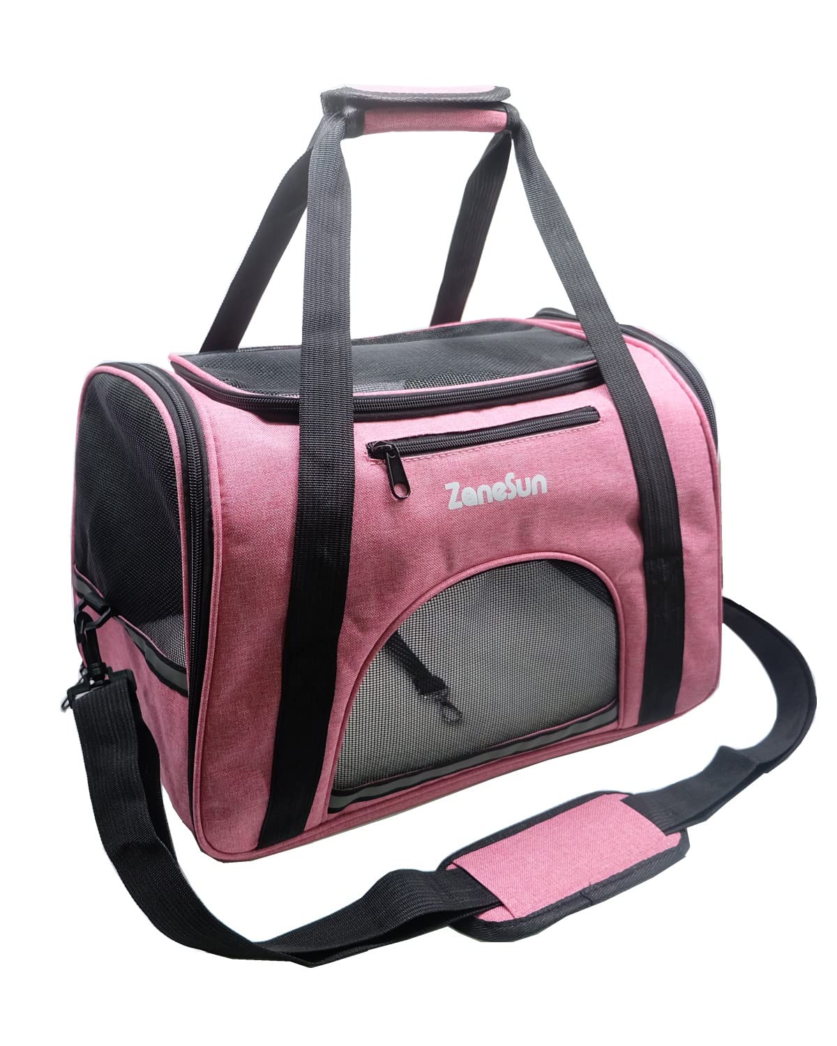ZaneSun soft Cat Carrier Dog Carrier Pet Carrier for Small Cats Kitten Dogs Puppies,Airline Approved for Travel,Escape-Proof,Breathable,5 Mesh Windows (Pink)