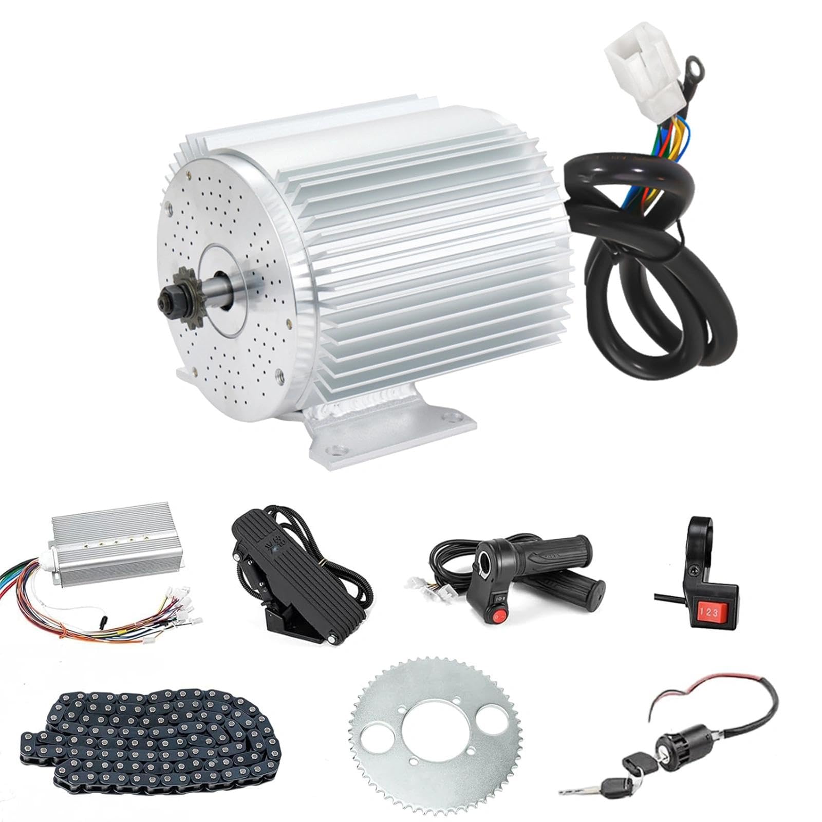 Photo 1 of High Speed Brushless DC Motor Kits 2000W 60V Electric Gokart Motor 4250RPM Rated Mid Motors with Controller Pedal Throttle for E-Scooter Dirt Bike Motorcycle