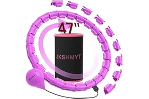 JKSHMYT Smart Weighted Fit Hoop Plus Size for Adults Weight Loss, Hula Circle-2 in 1 Infinity Fitness Hoop, 24 Links Detachable & Size Adjustable, with Ball Auto Rotate 360 Degree for Kids and Women