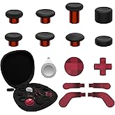 CHARM FOCUS 16-in-1 Metal Thumbsticks Replacement Kits for Xbox Elite Series 2, Xbox Elite 2 Controller Accessories, Includes Magnetic Joysticks, Paddles, Silicone Caps, D-Pads, 1 Tool (Volcano Red)