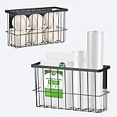 2 Pcs Magnetic Basket Fridge Dryer Ball Holder for Laundry Room Organization and Storage, Magnetic Lint Bin Home Organization for Laundry Room, Kitchen & Office Class School (Black, L&XL-2pcs)
