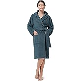 SIORO Women Hooded Terry Cloth Robes, Cotton Long Soft Plush Bathrobe for Shower, Spa, Towel Knee-Length Robe with Pockets
