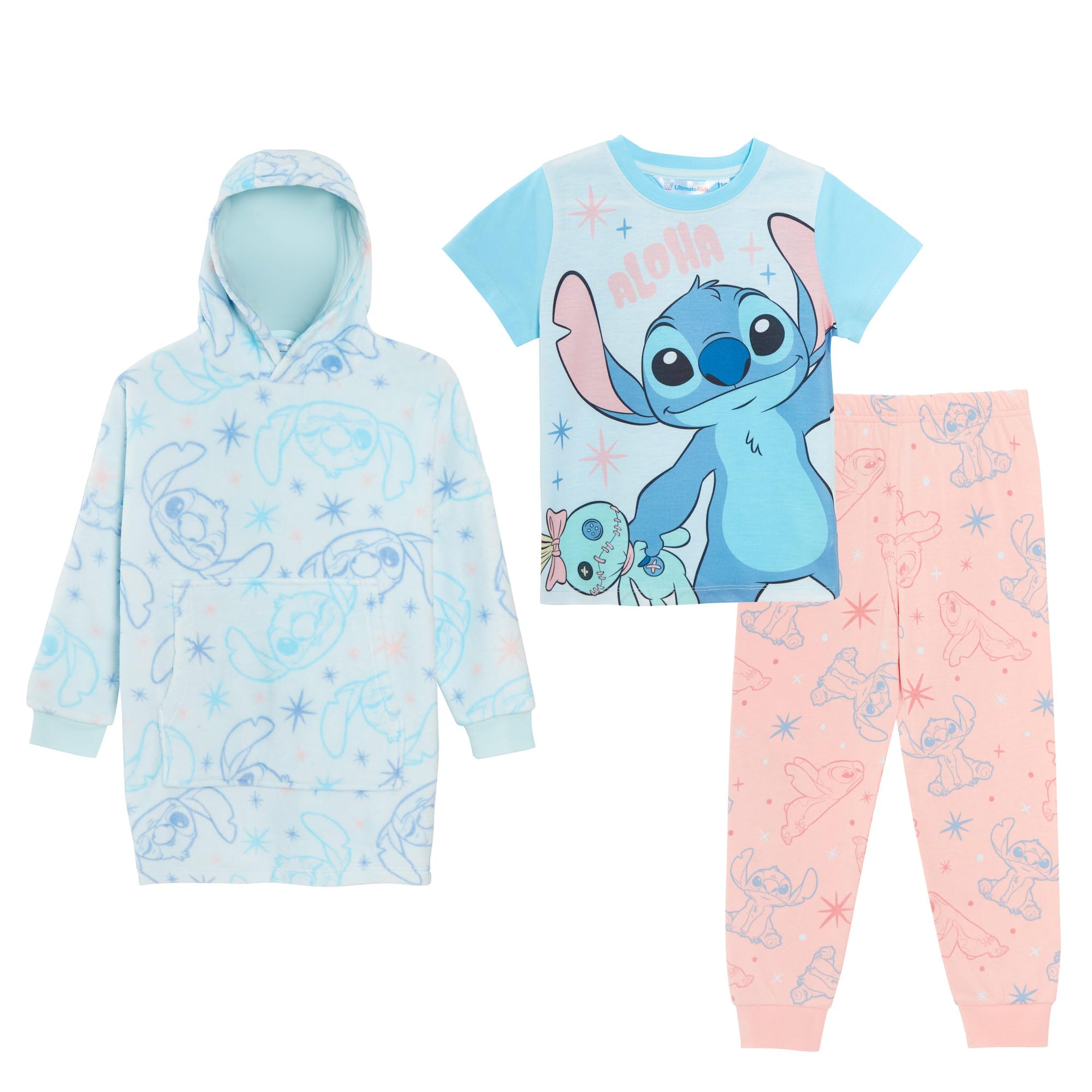 Girls Lilo & Stitch 3 Piece Pyjamas Set 13-14 Years