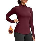 G Gradual Thermal Shirts for Women Long Sleeve Mock Neck Fleece Tops Running Workout Cold Weather Gear with Zip Pocket