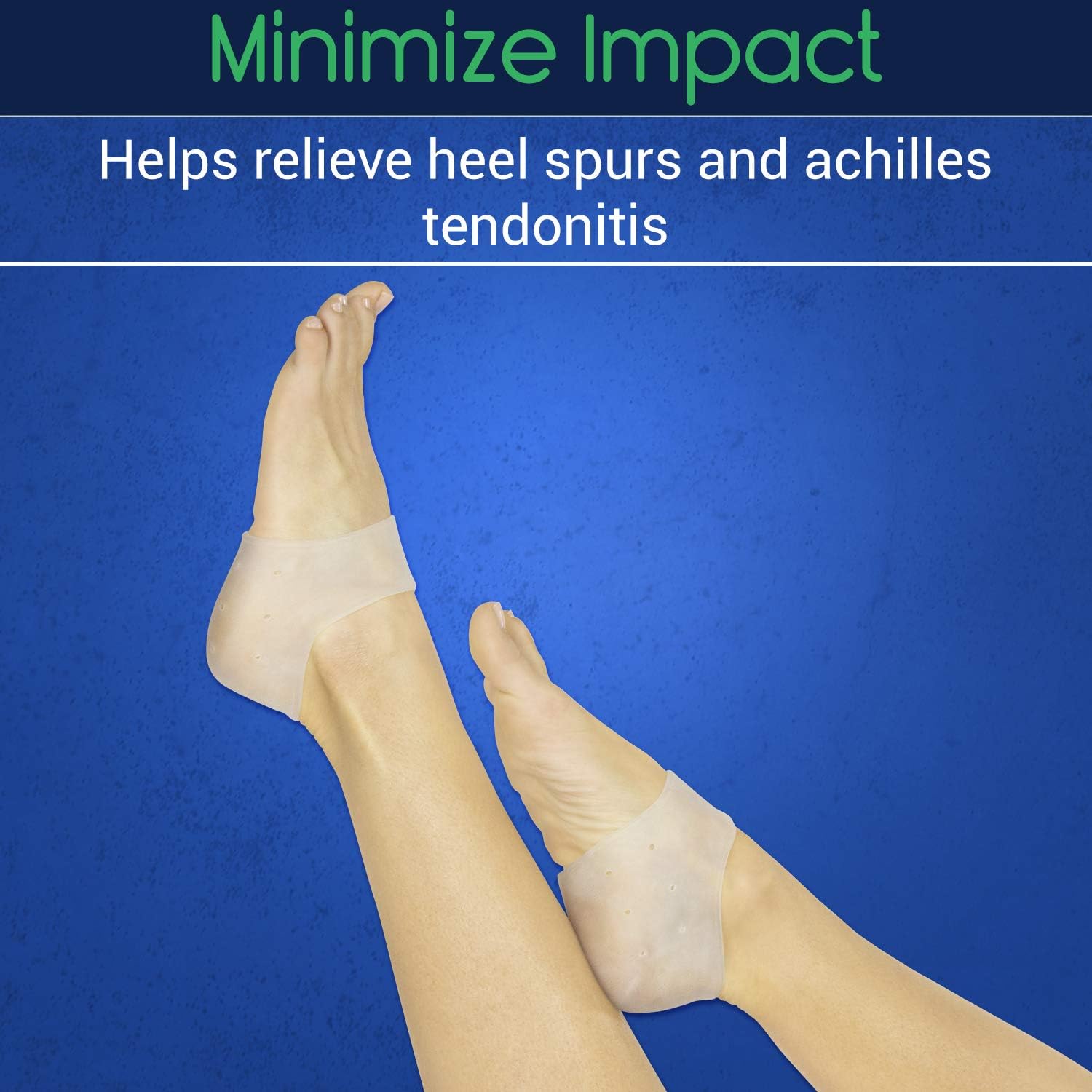 ViveSole Gel Heel Protectors (2 Pairs) - Silicone Gel Guard for Women and Men - Moisturizing for Blister, Cracked Foot, Plantar Fasciitis, Spur Relief - Soft Cushion Support - Protective Insert Sleeve: Health & Personal Care