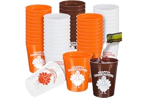 Tioncy 60 Pieces Thanksgiving Plastic Cups 12 oz Orange White Turkey Reusable Cups Bulk Disposable Cups for Thanksgiving Dinner Birthday Party Supplies Drinkware Beer Beverage Coffee Juice, 3 Colors