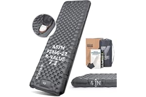 Hikenture 7.3 R-Value Insulated Sleeping Pad, 4" (10cm) Thick XL Camping Mattress with Foot Pump, Ultralight Inflatable Sleep