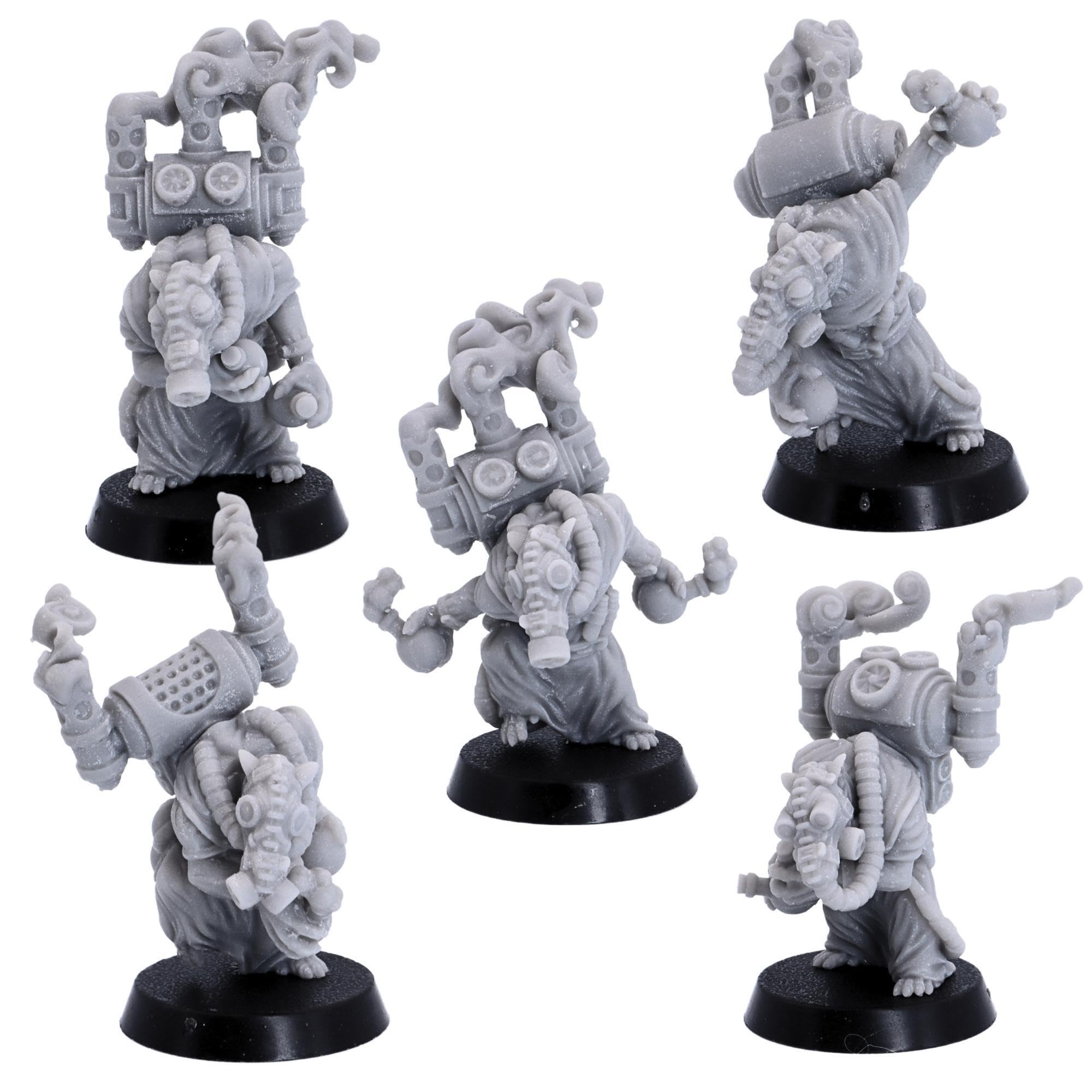 Forged Terrain 28mm Fantasy Ratmen Battle Alchemist Rats Bundle Set, Tabletop Games Ratfolk Figures for Fantasy Wargaming