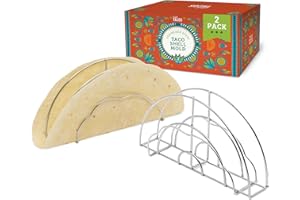 Chef Tacos 2-Pack Taco Shell Molder & Maker, Stainless Steel Tool for Oven, Air Fryer, Stove Top, Toaster & Frying; Dishwasher Safe, Reusable, Salad Shell Mold & Tortilla Warmer, 6-8 Inch