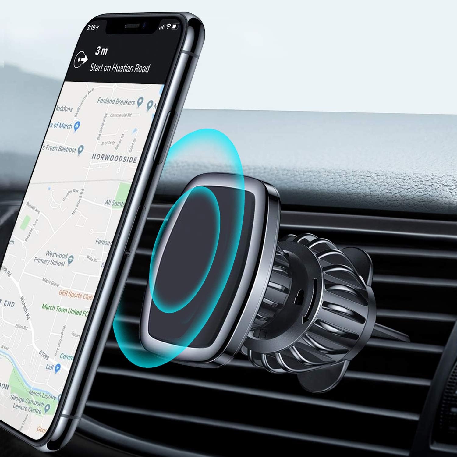 Magnetic Phone Car Mount, WeGuard Universal Car Phone Holder for Dashboard, Cell Phone Car Kits, 360°Adjustable Magnet Cell Phone Mount Compatible for iPhone, Samsung, LG, GPS, Mini Tablet and More