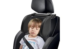 RunSnail Car Headrest Pillow, Road Pal Headrest, Upgrade 180° Adjustable Retractable U Shaped Car Sleeping Pillow, Car Seat Head Neck Support Pillow for Children Adults (Black-New)