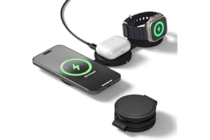 Satechi OntheGo™ 3 in 1 Wireless Charger, Qi2 Portable Charger with 15W Fast Charging for iPhone, 5W for Apple Watch, and 5W 