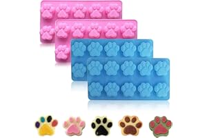 KRLIFCSL Puppy Dog Paw Shape Baking Mold Candy Mold, Silicone Reusable Dog Cat Animal Paw Ice Candy Cake Jelly Pudding Muffin