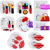 Patelai 7 Pcs Lipstick High Heel Silicone Molds Makeup Theme for Cake | Includes Kiss Lips Perfume Handbag Set, For Chocolate Fondant Resin Handcraft DIY, Valentine Party, 3D Design