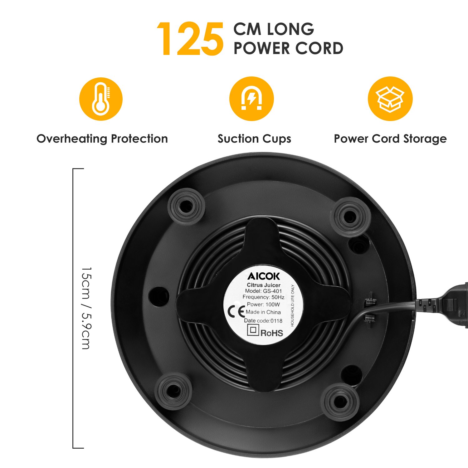 Aicok Citrus Juicer Electric Brushed Stainless Citrus Juicer Squeezer