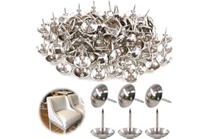 Keadic 200Pcs 3/4" (19mm) Antique Upholstery Tacks Furniture Nails Pins Assortment Kit for Upholstered Furniture Cork Board or DIY Projects - Silver