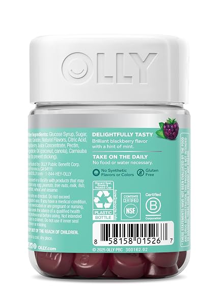 OLLY FLAWLESS COMPLEXION GUMMY, CLEAR AND HEALTHY SKIN SUPPORT, VITAMINS E, A, ZINC, CHEWABLE SUPPLEMENT, BERRY – 50 COUNT (PACK OF 1)