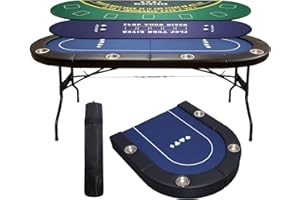 8 Players Foldable Poker Table with Cup Holders, 3 in 1 Collapsible Texas Holdem Poker Table with Reversible Game Mat, Suitab