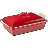 Le Creuset Stoneware Heritage Covered Rectangular Casserole, 4 qt. (12" x 9"), Cerise