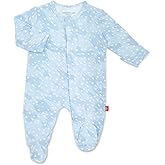Magnetic Me Footie Pajamas Soft Modal Baby Boys Sleepwear Quick Magnetic Fastener Sleeper Blue Doeskin - PRE