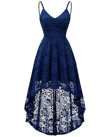 bridesmay Elegant Spitzenkleid verstellbare Spaghettiträger mit V-Ausschnitt Cocktailkleid Abendkleider