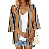 GKBK Women Floral Print Puff Sleeve Kimono Cardigan Loose Swimsuit Beach Cover Up Casual Blouse Summer Tops Capes