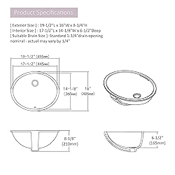 MEJE 19.5"x16" Oval Shape Bathroom Sink