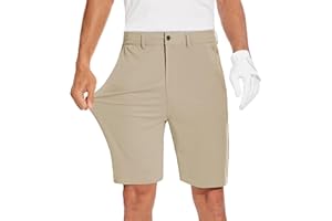 JWM Mens 7"/9" Stretch Golf Shorts - Lightweight Hybrid Casual Dress Work Flat Front Shorts with 5 Pockets Quick Dry UPF50