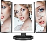 WEILY Lighted Vanity Mirror 1x 2x 3x Magnification Trifold 36 LED USB view 8