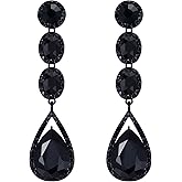 Flyonce Wedding Bridal Rhinestone Crystal Multi Teardrop Pierced Dangle Earrings