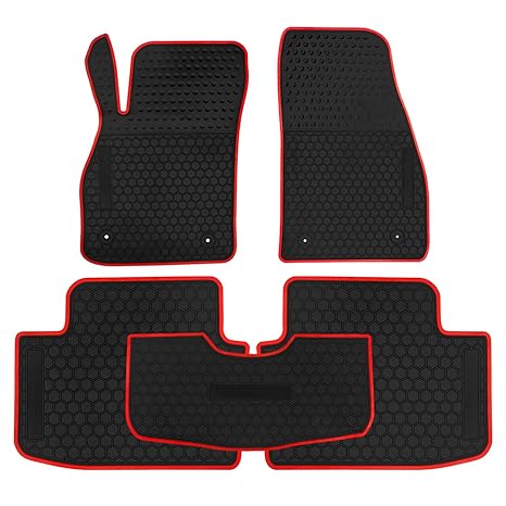 Biosp Car Floor Mats For Chevrolet Chevy Malibu 2013 2014 2015 2016 Front And Rear Heavy Duty Rubber Liner Set Black Red Vehicle Carpet Custom Fit All