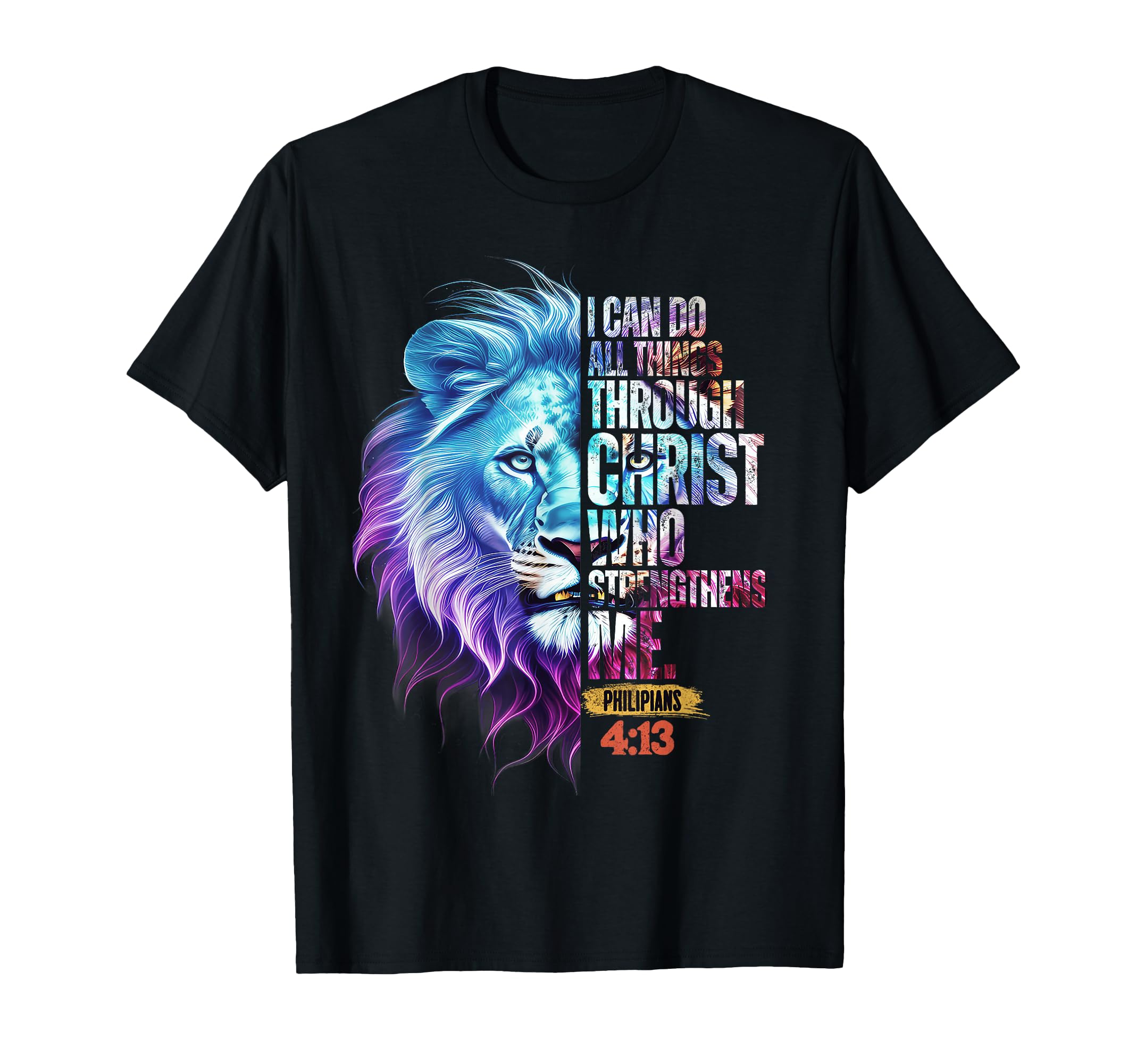 Photo 1 of (child small) I Can Do All Things Through Christ Lion Faith Christian T-Shirt
