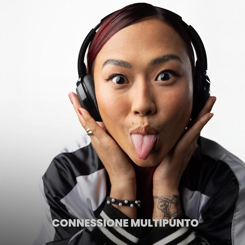 Riff 2 Cuffie Wireless On-Ear con Microfono, 34 Ore di Autonomia, Compatibili con iPhone, Android e Dispositivi Bluetooth - Nero