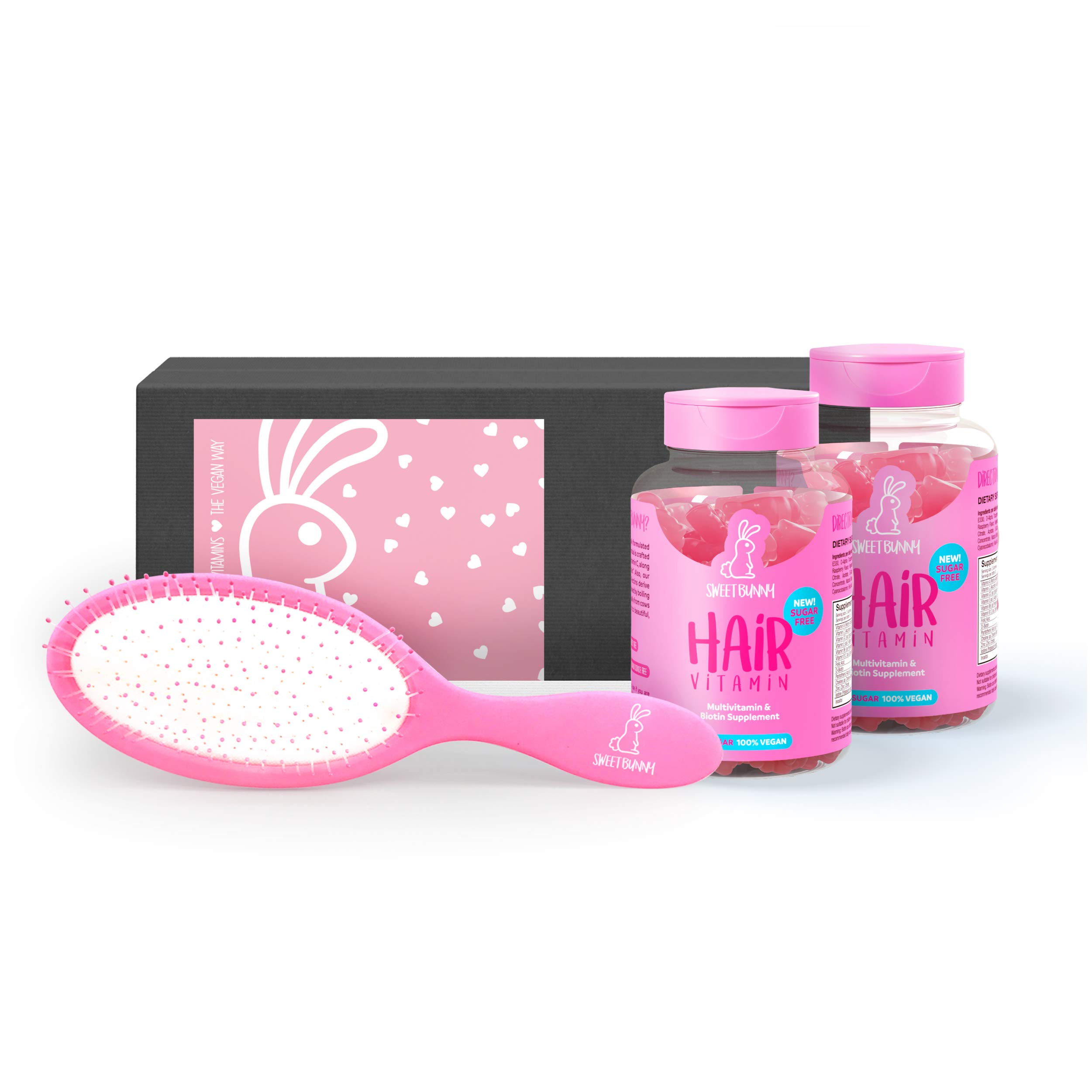 Sweet Bunny Hair Vitamins, Sugar-Free, Vegan, Biotin Gummies, Grow Stronger, Longer & Healthier Hair - 2 Month Party Pack …