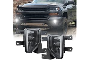 4X4FLSTC LED Fog Lights Assembly Compatible with 2016 2017 2018 Chevy Silverado 1500 models DOT Bumper Driving Lights Fog Lamps Replacement with DRL Halo Black