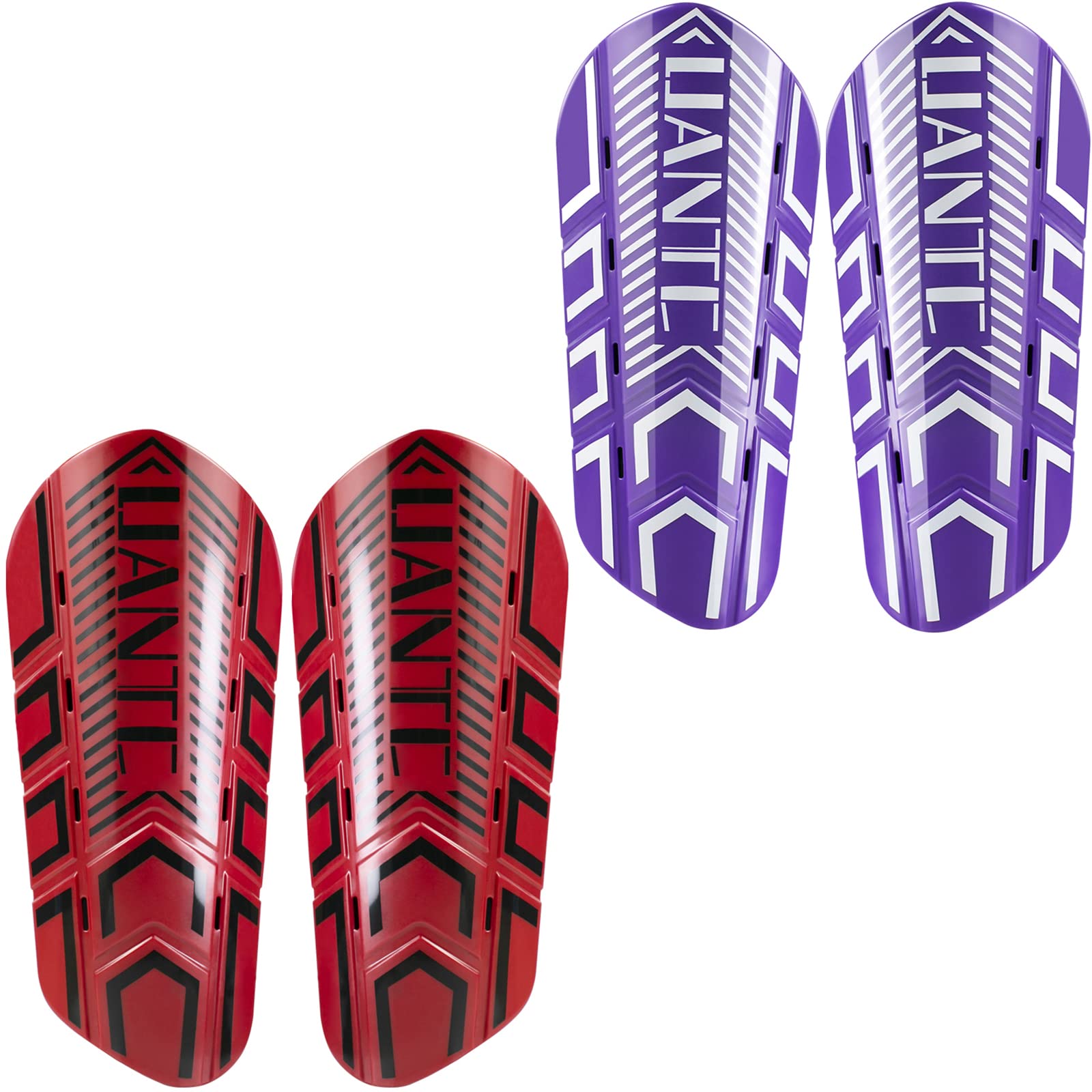 Photo 1 of Uantc Soccer Shin Guards - Shin Guards Soccer Youths 2 Pairs - Kids Soccer Shin Guards Cushion Protection Reduce Shocks and Injuries - Shin Guards for Soccer Kids/Adults/Girls/Boys RedPurple L