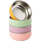Monkey Proof™ Non-Toxic Stainless Steel Child Bowl 5” with Non-Slip Grooved Silicone Shell, (Set of 4 bowls) Unbreakable, Mess Free Feeding for Babies, Toddlers, Kids, BPA free (Garden Party Grooved)