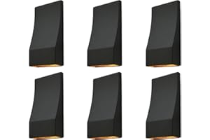 GKOLED Low Voltage LED Wedge Deck Rail Light, Landscape Railing Post Fence Accent Lighting, 2W 2700K Integrated LED Chips, Die-cast Aluminum, Powder Coated Finish, 12V AC/DC, IP65 Rated, Black, 6-Pack